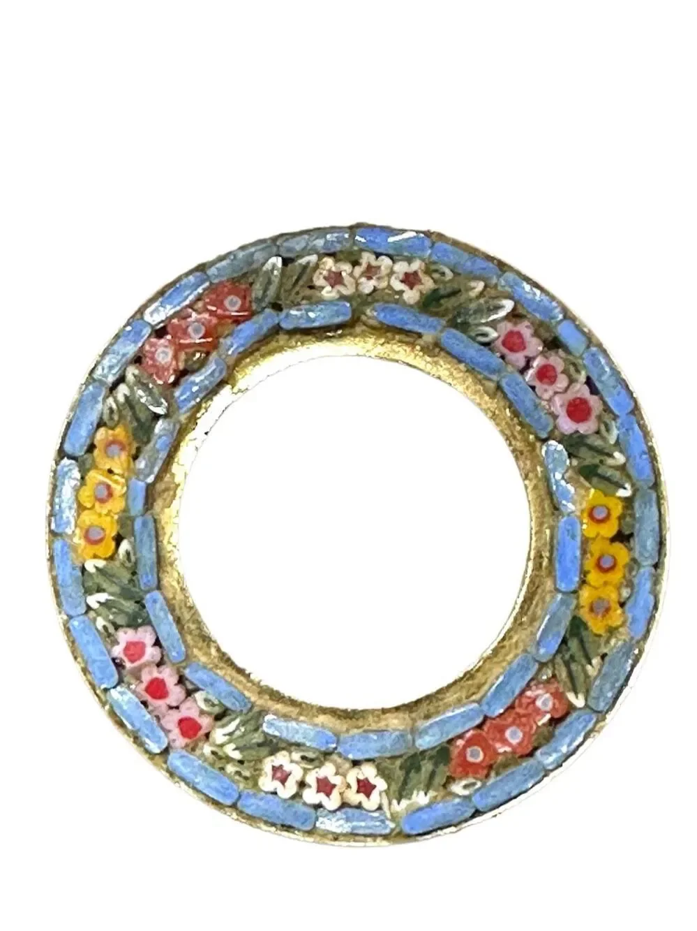 Vintage Italian Florentine Micro Mosaic Floral Picture Framw